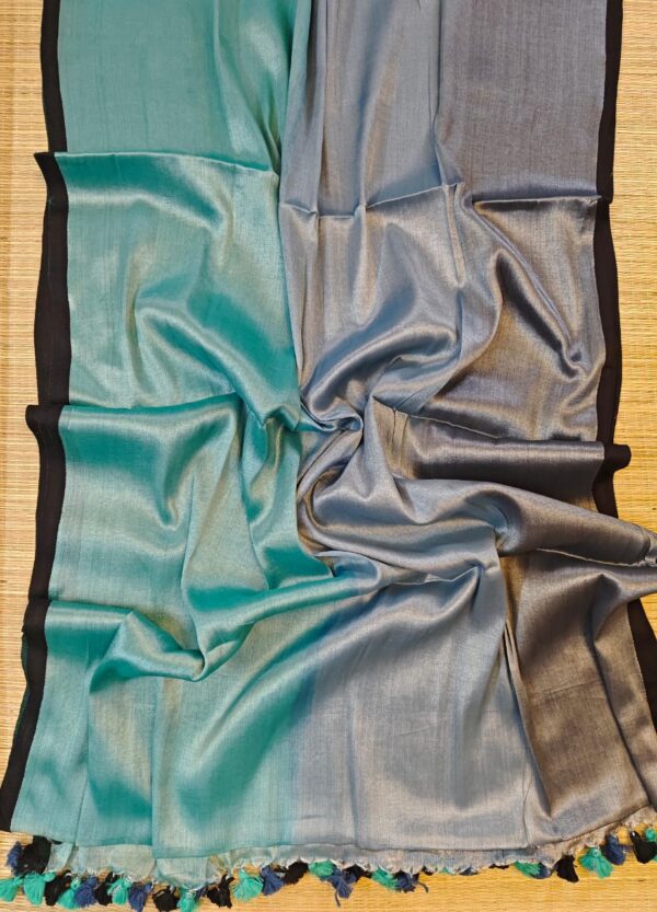 Silver Ocean Ombre Raga Tissue Saree