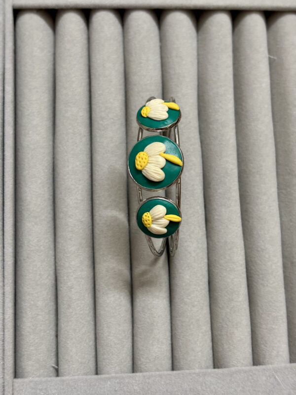 Daisy on Teal Cuff