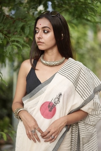 Vintage Rolls Royce Block Print Saree