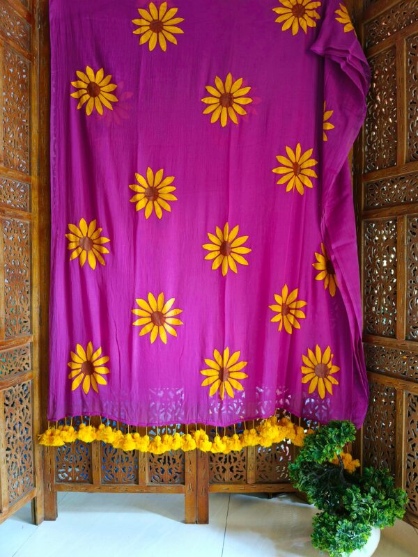 Suryamukhi Purple Mulmul Saree