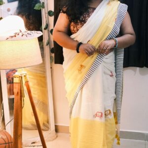 Namma Autorickshaw Block Print Saree