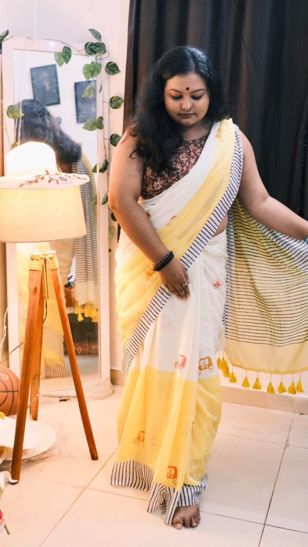 Namma Autorickshaw Block Print Saree - Image 2