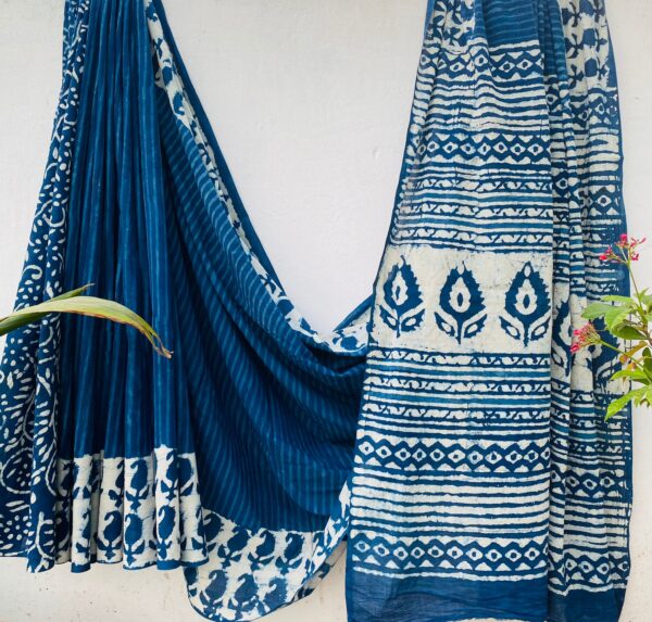 Indigo Amrapali Block Print Saree