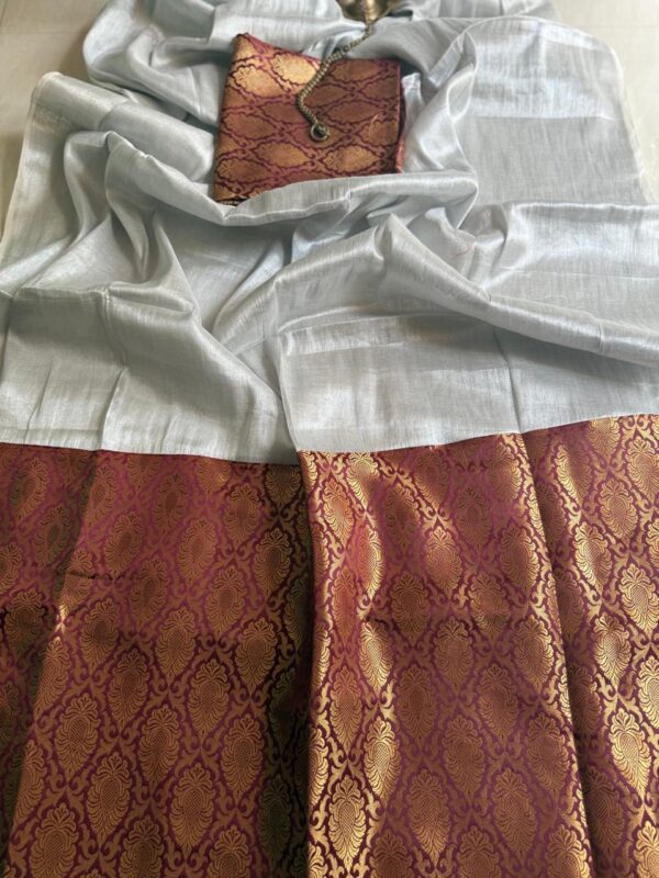 Banarasi Tissue Saree (Silver Wine) - Image 2