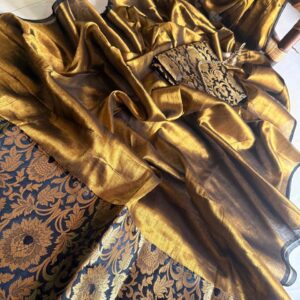 Benarasi Tissue Saree ( Gold Black)