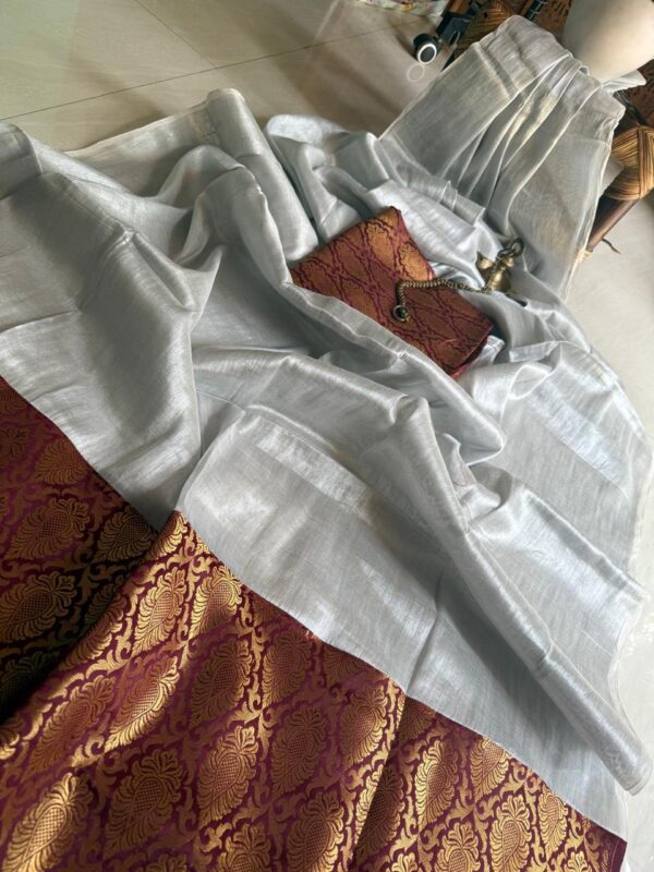 Banarasi Tissue Saree (Silver Wine)