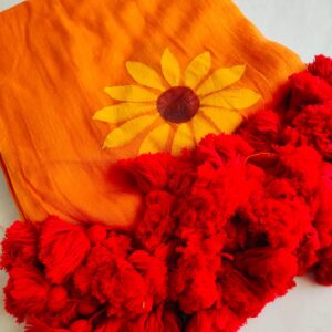 Suryamukhi Orange Mulmul Saree