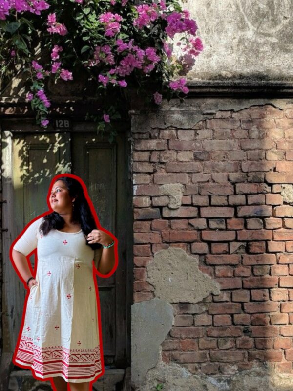 Jamdani Block Print Dress - Image 4