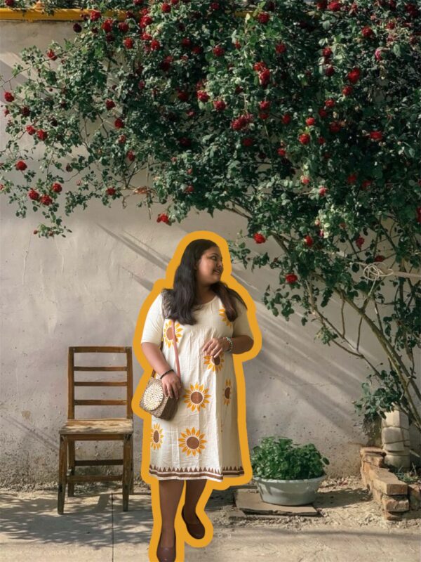 Sunflower Handblock Printed Dress - Image 5
