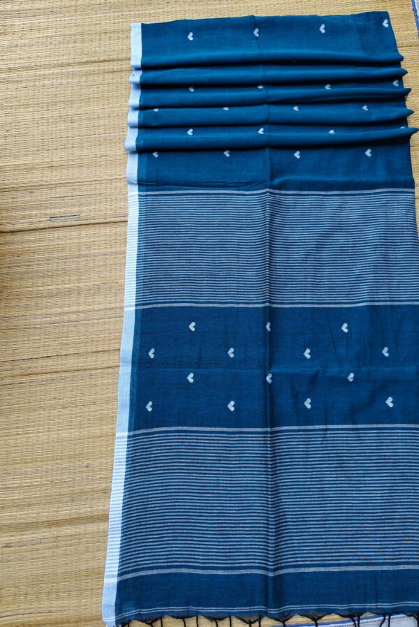 Indigo Heart Weave Jamdani Saree