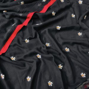 Black Shiuli Saree-Red Border