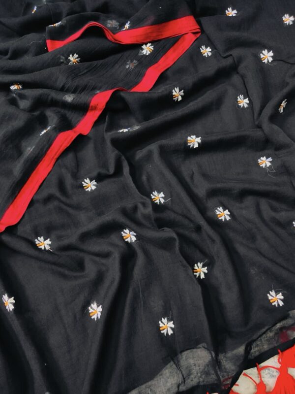 Black Shiuli Saree-Red Border