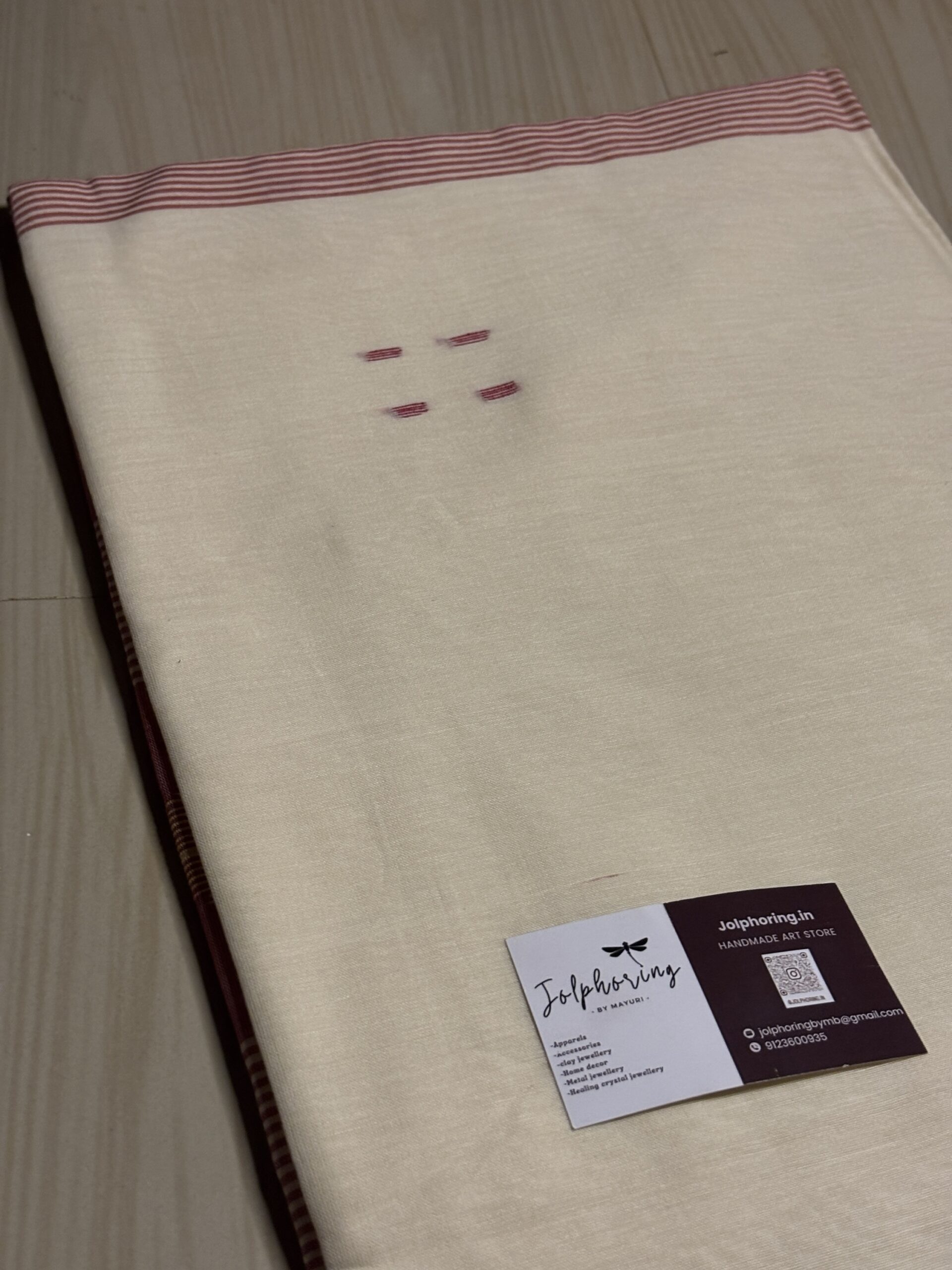 Labanya White Red Jamdani Saree - Image 8