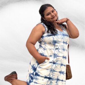 Waterfall Shibori Blue Asymmetric Dress