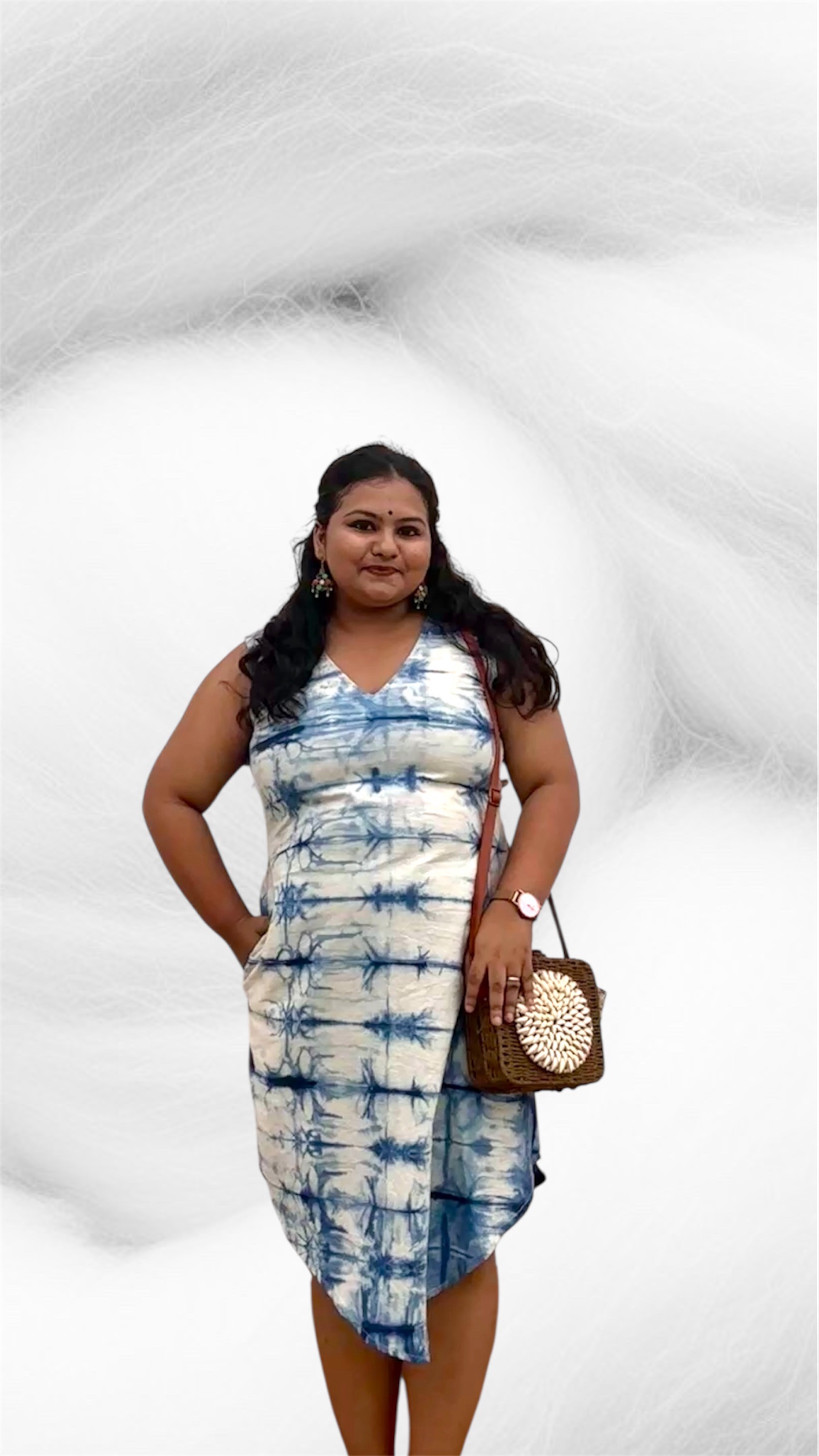 Waterfall Shibori Blue Asymmetric Dress - Image 4