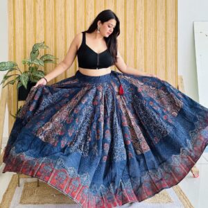 Indigo Ajrakh Kali Skirts