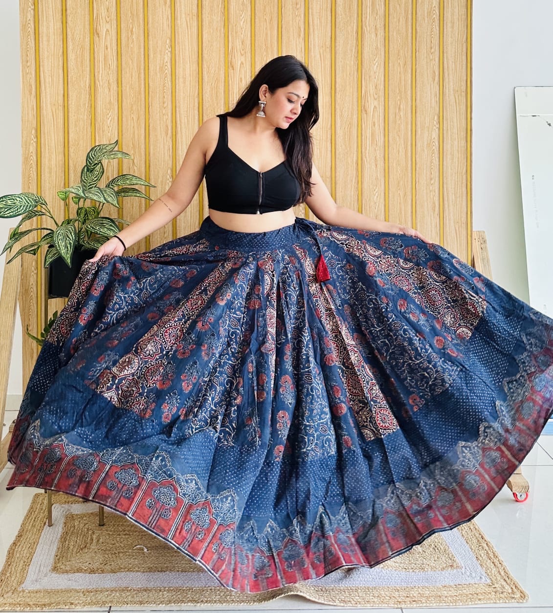Indigo Ajrakh Kali Skirts