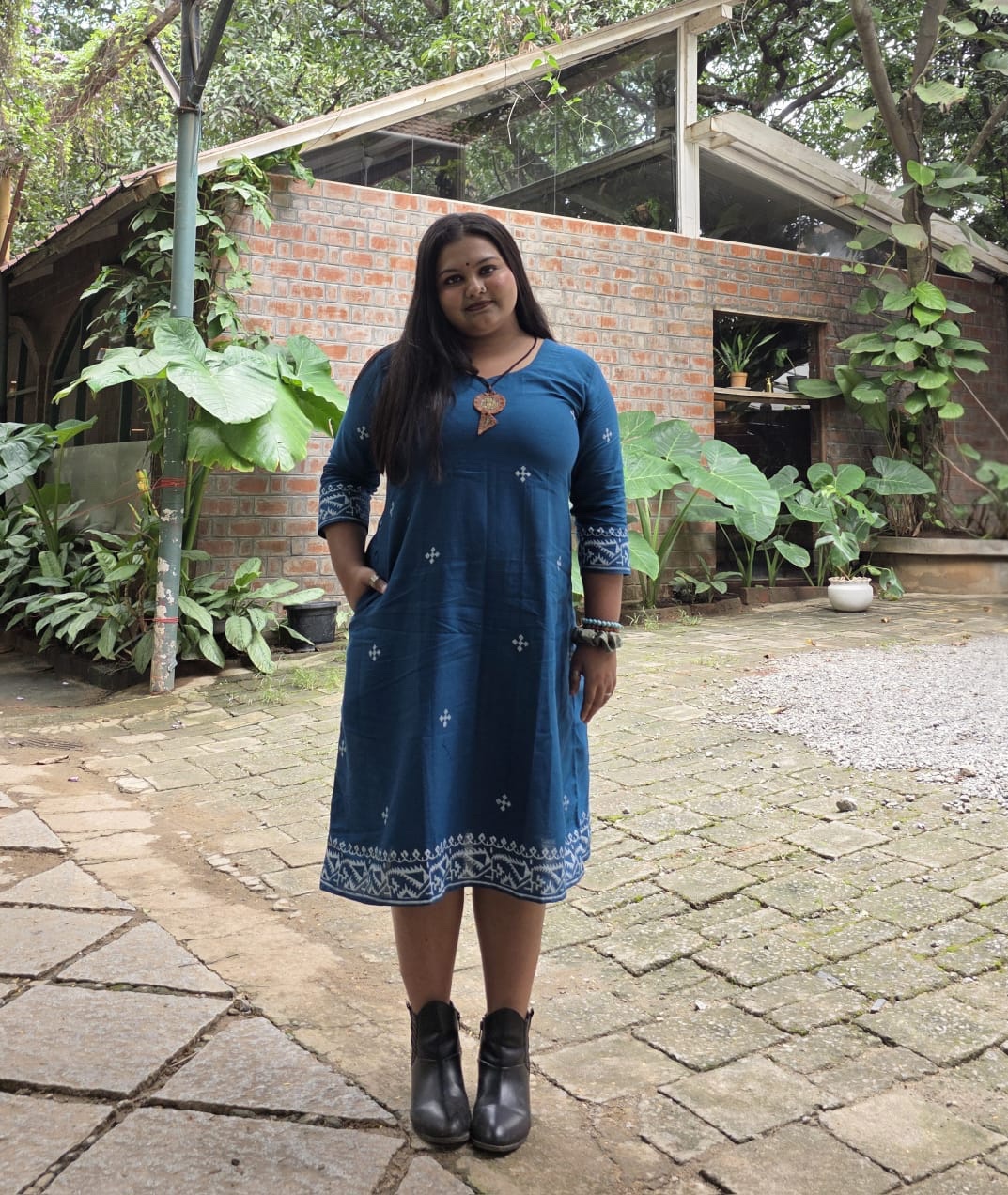 Neelanjana Jamdani Blockprint Dress - Image 6