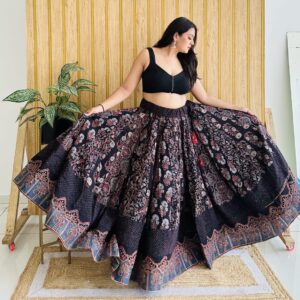 Kaala Ajrakh Kali Skirt
