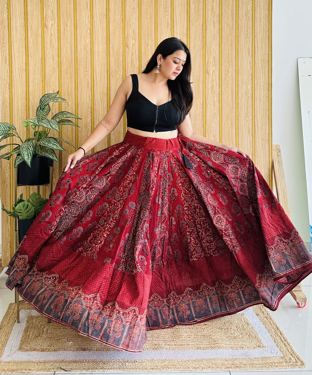 Sringar Ajrakh Kali Skirt
