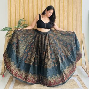 Mehendi Ajrakh Kali Skirt