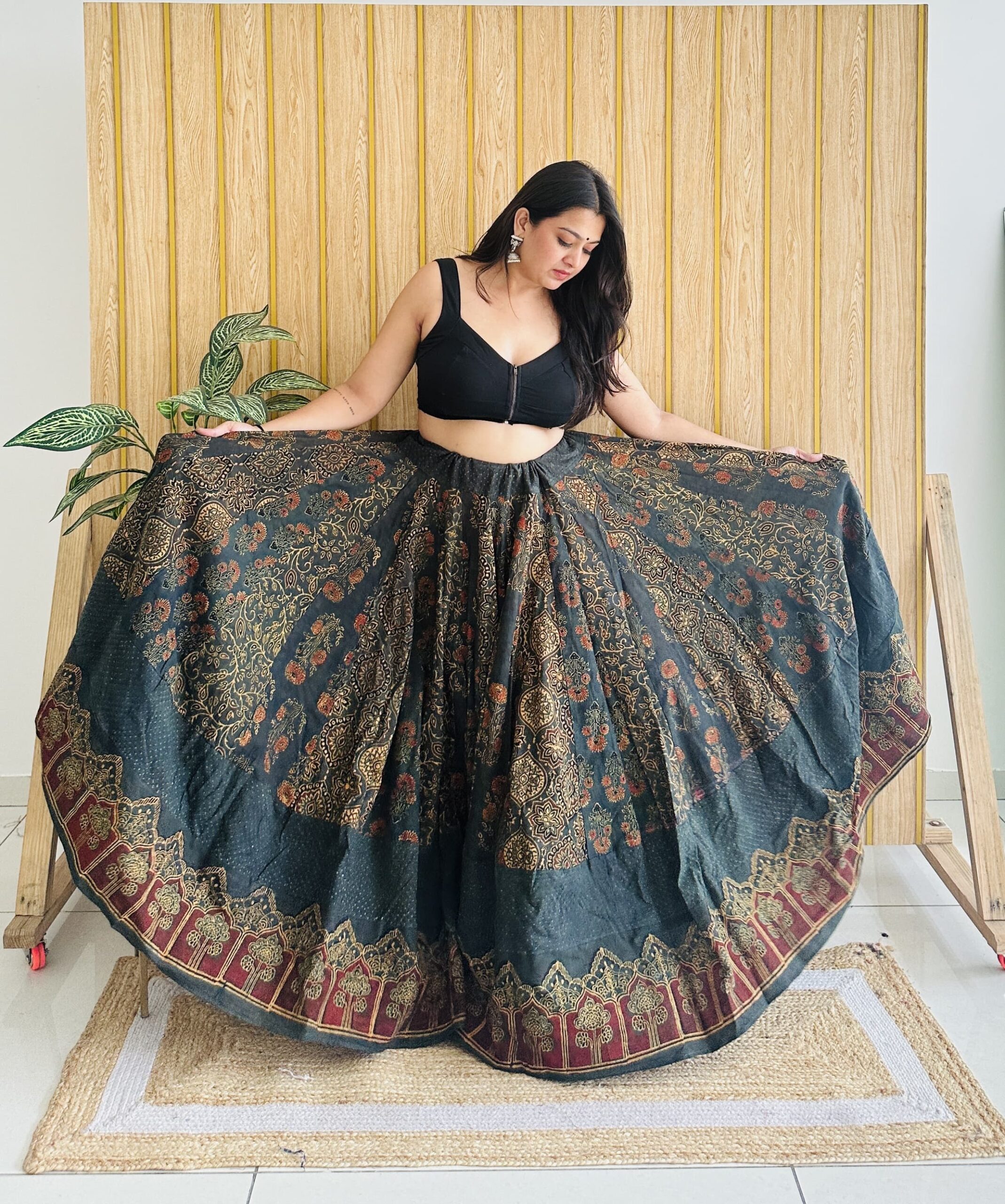 Mehendi Ajrakh Kali Skirt