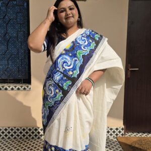 Starry Night Handblock Print Saree