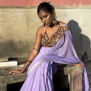 Lavender Kalamkari Patchwork Saree