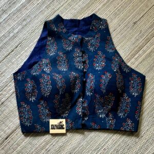 Indigo Ajrakh Collar Blouse