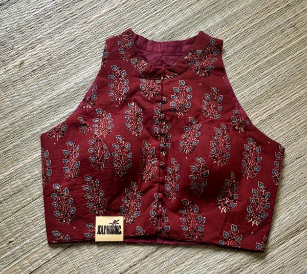 Maroon Ajrakh Collared Blouse