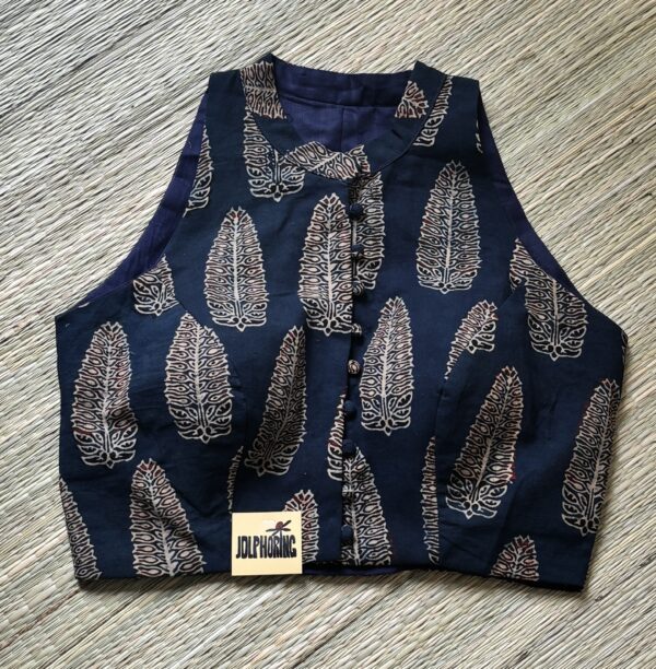 Blue Ajrakh Collared Blouse