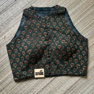 Green Ajrakh Collared Blouse