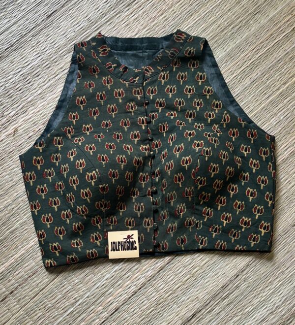 Green Ajrakh Collared Blouse