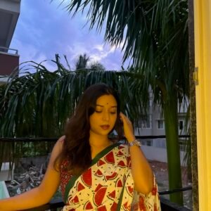 Watermelon Blockprint Saree