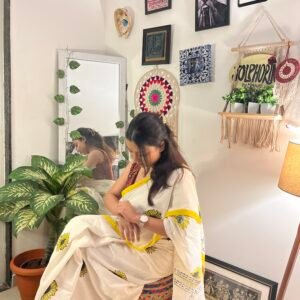 Sunflower Blockprint Saree