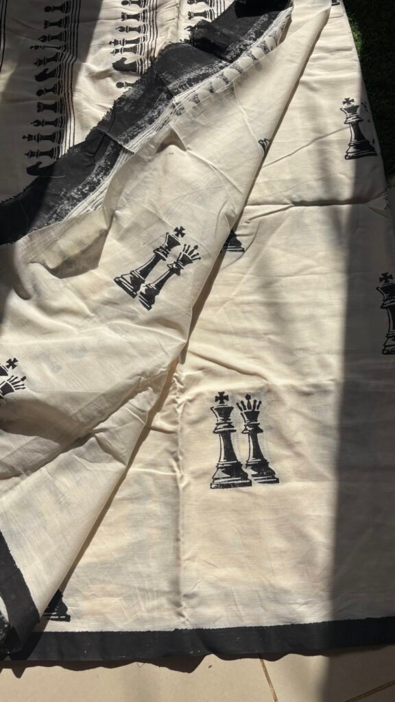 Checkmate Blockprint Saree